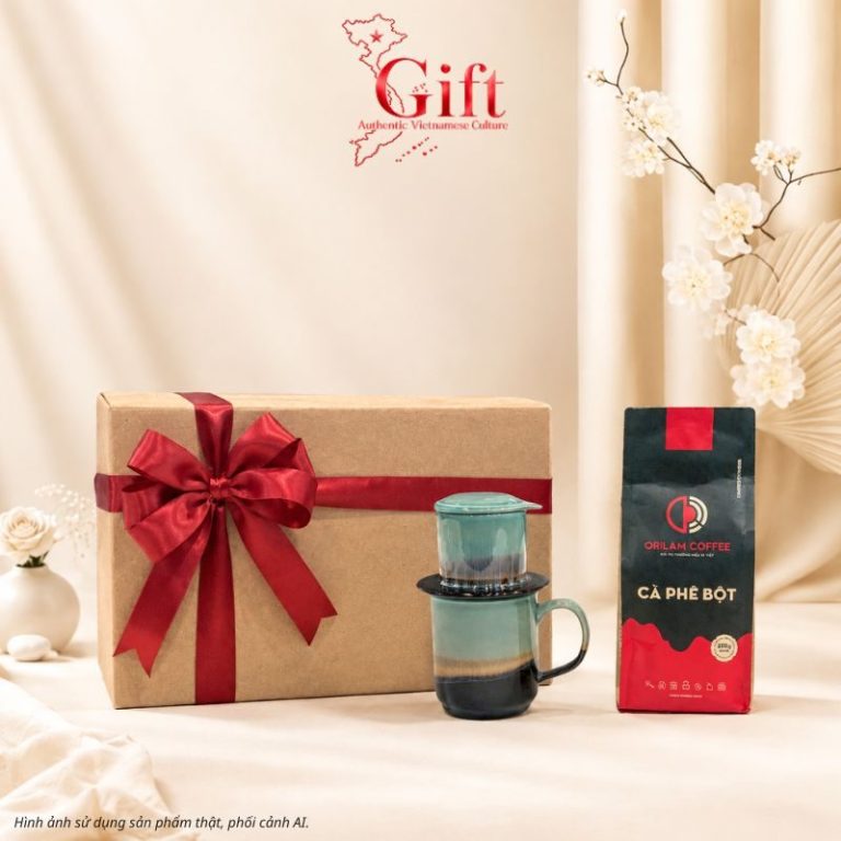 Phin Cà Phê Men Hỏa Biến Màu Xanh Ngọc & Cà Phê Rang Xay