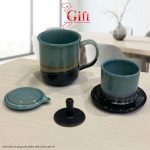 Phin Cà Phê Men Hỏa Biến Màu Xanh Ngọc & Cà Phê Rang Xay