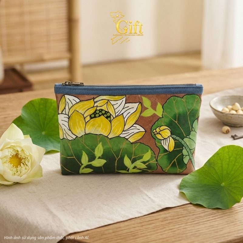 Set quà tặng túi lá sen , hộp trang sức và khăn lụa - Quà tặng sếp và đối tác