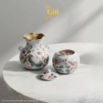Set Quà Tết Lọ Hoa & Hũ Mứt Gốm Bát Tràng Vẽ Hoa