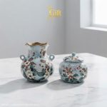 Set Quà Tết Lọ Hoa & Hũ Mứt Gốm Bát Tràng Vẽ Hoa