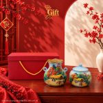 Set Quà Tết Lọ Hoa & Hũ Mứt Gốm Bát Tràng Vẽ Đồng Quê