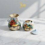 Set Quà Tết Lọ Hoa & Hũ Mứt Gốm Bát Tràng Vẽ Đồng Quê