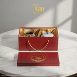 Set Quà Tết Lọ Hoa & Hũ Mứt Gốm Bát Tràng Vẽ Đồng Quê