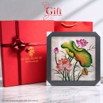 Tranh Sơn Mài Hoa Sen Hồng Dát Bạc