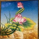 Tranh Sơn Mài Hoa Sen Cẩn Trứng