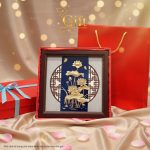 tranh đồng hoa sen dát vàng 24k để bàn