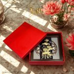 tranh đồng hoa sen dát vàng 24k đen để bàn - quà tặng doanh nghiệp