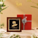 tranh đồng hoa sen dát vàng 24k đen để bàn - quà tặng doanh nghiệp MNVHD04.2
