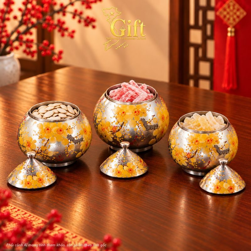 Set 3 Hũ Mận Sơn Mài