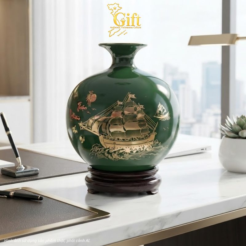 Bình Hút Tài Lộc Thuận Buồm Xuôi Gió Nền Xanh