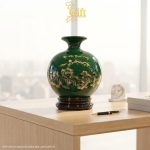 Bình Hút Tài Lộc Mã Đáo Thành Công Nền Xanh