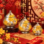 Set 3 Hũ Mận Sơn Mài Đựng Mứt