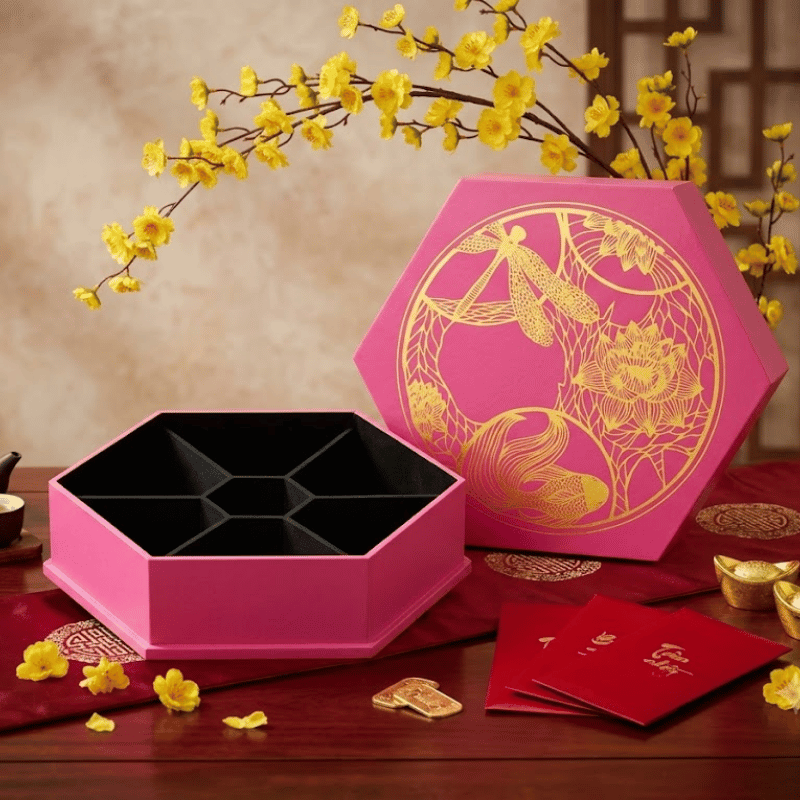 Hộp mứt tết sơn mài in logo doanh nghiệp