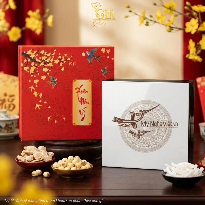 Hộp mứt tết sơn mài - Quà tết doanh nghiệp