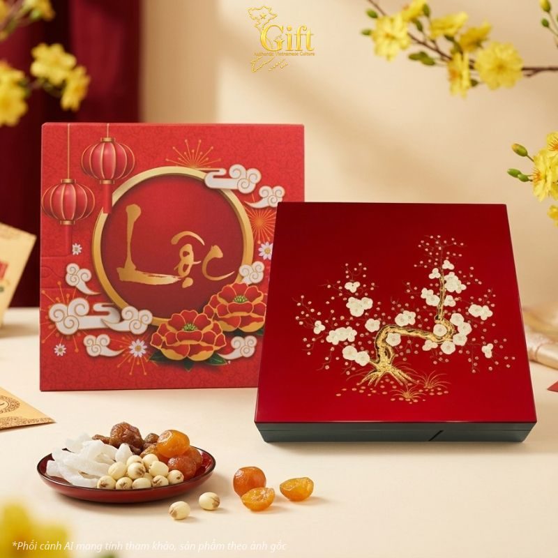 Hộp mứt tết sơn mài - Quà tết doanh nghiệp