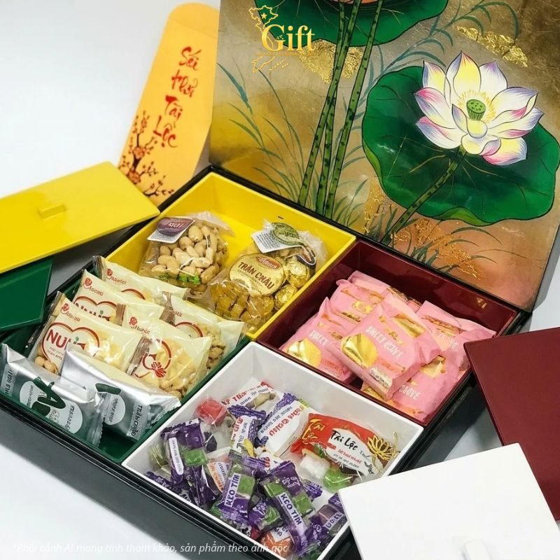 Hộp mứt tết sơn mài - Quà tết doanh nghiệp