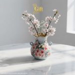 Lọ Hoa Gốm Bát Tràng Vẽ Hoa Đào