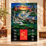 Tranh Lịch Sơn Mài Chim Công Hoa Mai Cẩn Ốc | Quà Tết Doanh Nghiệp 2027 Cao Cấp