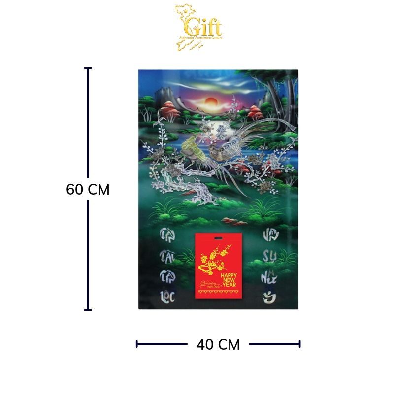 Tranh Lịch Sơn Mài Chim Công Hoa Mai Cẩn Ốc | Quà Tết Doanh Nghiệp 2027 Cao Cấp