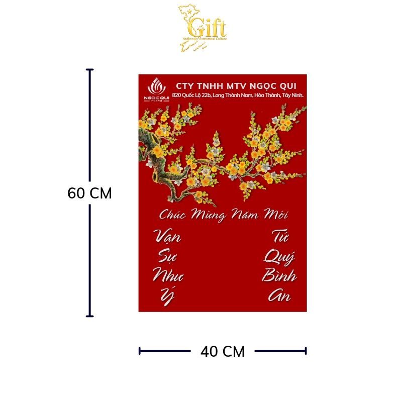 Tranh Lịch Sơn Mài Hoa Mai Vàng Vẽ Tay Nền Đỏ | Quà Tết Doanh Nghiệp 2027 Cao Cấp