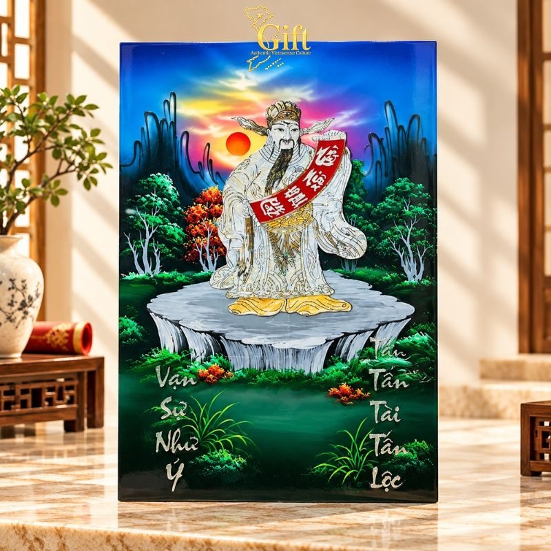 Tranh Lịch Sơn Mài Thần Tài Cát Tường Cẩn Ốc | Quà Tết Doanh Nghiệp 2027