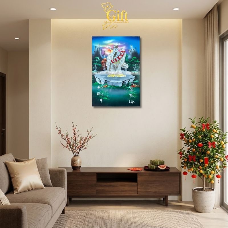 Tranh Lịch Sơn Mài Thần Tài Cát Tường Cẩn Ốc | Quà Tết Doanh Nghiệp 2027