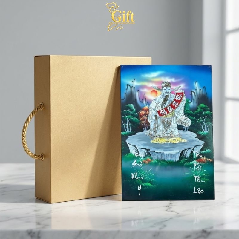Tranh Lịch Sơn Mài Thần Tài Cát Tường Cẩn Ốc | Quà Tết Doanh Nghiệp 2027