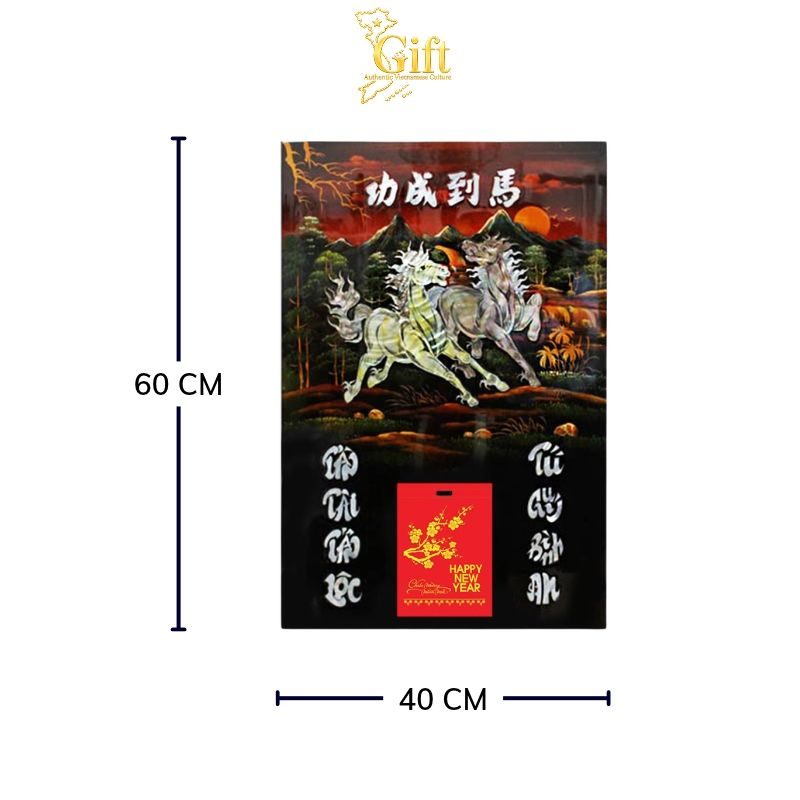 Tranh Lịch Sơn Mài Mã Đáo Thành Công Cẩn Ốc Nền Ấm | Quà Tết Doanh Nghiệp 2027
