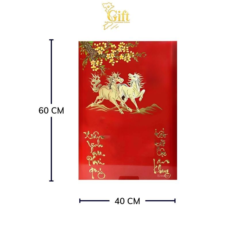 Tranh Lịch Sơn Mài Mã Đáo Thành Công Đắp Nổi Nền Đỏ | Quà Tết Doanh Nghiệp 2027